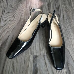 Nordstrom amalfi‎ made in Italy leather square toe 2” Heels Singleback Si…